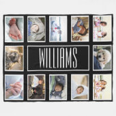 Foto Collage Black and White Designer 12 Foto Fleece Deken (Voorkant (Horizontaal))