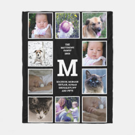 Foto: Collage Black and White Monogram 10 Foto: Fleece Deken