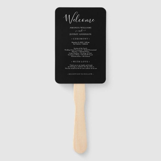 Foto Collage Black and White Wedding Program Hand Handwaaier (Achterkant)