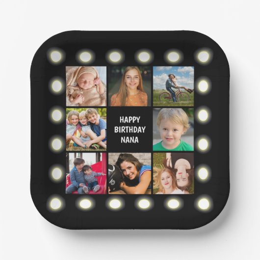 Foto Collage Black en White Custom Paper-Bord Papieren Bordje (Voorkant)