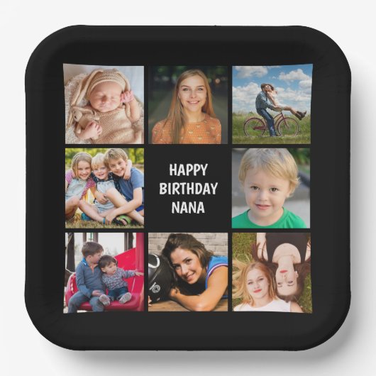 Foto Collage Black en White Custom Paper-Bord Papieren Bordje (Voorkant)