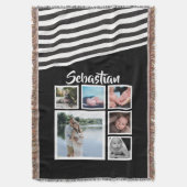 Foto: Collage Black en White Striped Persoonlijk Deken (Voorkant Verticaal)