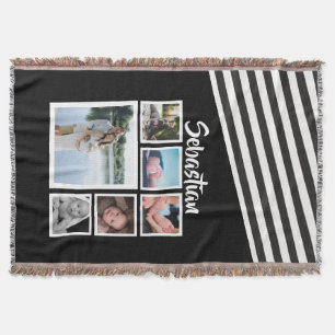 Foto: Collage Black en White Striped Persoonlijk Deken