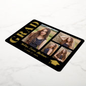 Foto Collage Black & Gold Foil Afstudeerder Kaart (Gedraaid)