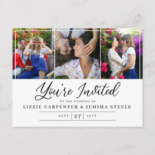 Foto Collage Black Je bent uitgenodigd voor een we Uitnodiging Briefkaart