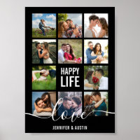 Foto Collage Black Wedding Poster