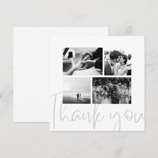 Foto Collage Black White Weddenschap Hartelijk dan Kaart (Voorkant / Achterkant)