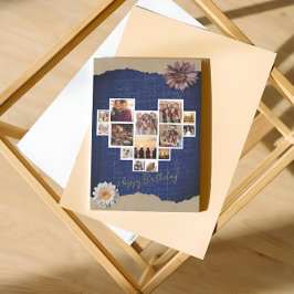 Foto Collage Blauw Denim Aangepaste Uitnodiging Ka