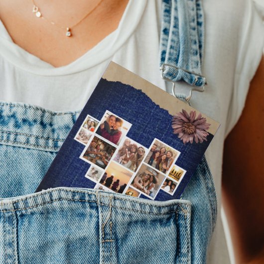 Foto Collage Blauw Denim Aangepaste Uitnodiging Ka