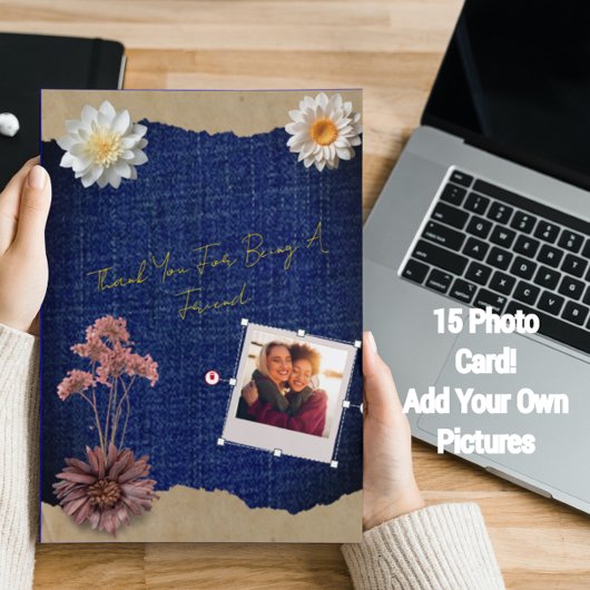 Foto Collage Blauw Denim Aangepaste Uitnodiging Ka