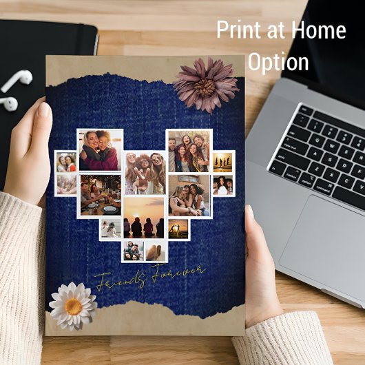 Foto Collage Blauw Denim Aangepaste Uitnodiging Ka