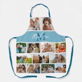 Foto Collage Blauwe Monogram Schort (Voorkant)