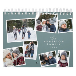 Foto collage blauwgroen familiescrapbook kalender