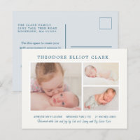 Foto Collage Blue Handsome Boy Birth Notice