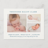 Foto Collage Blue Handsome Boy Birth Notice Briefkaart (Voorkant)