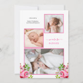 Foto Collage Boho Floral Girl Aankondiging (Achterkant)