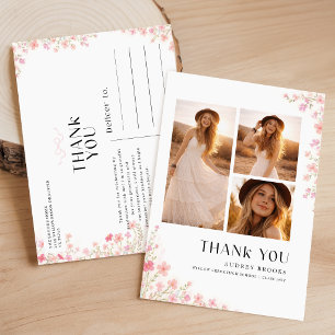 Foto Collage Boog Bloemen Afstudeer Bedankt Briefkaart