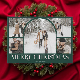 Foto-collage boog Prettig Kerstfeest Vintage Groen Feestdagenkaart