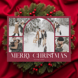 Foto Collage Boog Prettig Kerstmis Vintage Feestdagenkaart