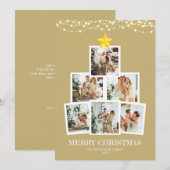 Foto Collage Boom Gouden String lichten Kerstmis Feestdagenkaart (Voorkant / Achterkant)