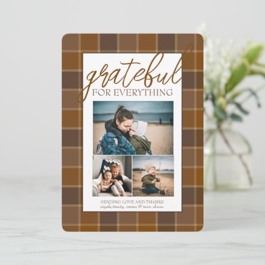 Foto: Collage Brown Pset Pattern Thanksgiving Feestdagenkaart (Staand voorkant)