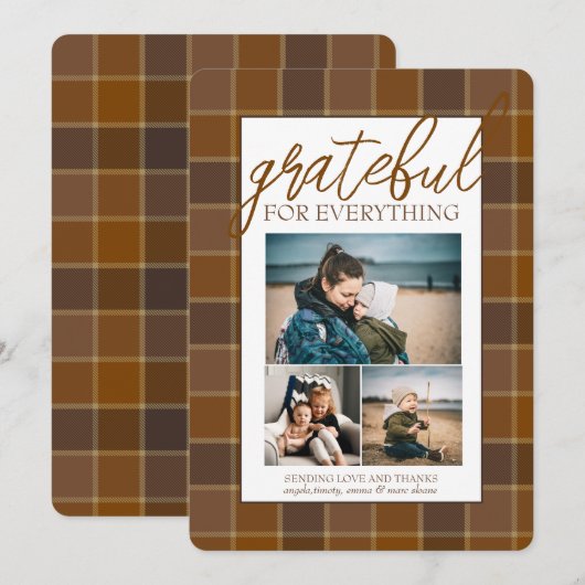 Foto: Collage Brown Pset Pattern Thanksgiving Feestdagenkaart (Voorkant / Achterkant)