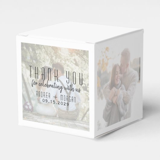 Foto Collage Bruiloft Favor Box Bedankdoosjes (Voorkant Zijde)