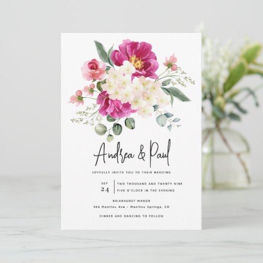 Foto Collage Bruiloft | QR-code uitnodigingen (Staand voorkant)