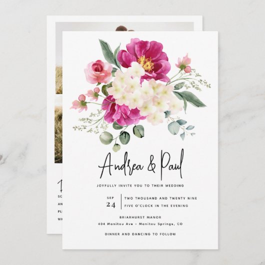 Foto Collage Bruiloft | QR-code uitnodigingen (Voorkant / Achterkant)