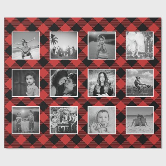 Foto Collage Buffalo Pset Lumberjack Red Cadeaupapier (Vlak)