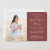 Foto: Collage Burgundy and Gold Graduparty Kaart (Achterkant)