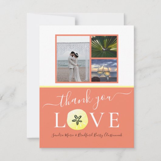Foto Collage Burnt Oranje Koral Weddenschap / lief Bedankkaart (Voorkant)