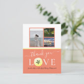 Foto Collage Burnt Oranje Koral Weddenschap / lief Bedankkaart (Staand voorkant)