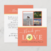 Foto Collage Burnt Oranje Koral Weddenschap / lief Bedankkaart (Voorkant / Achterkant)