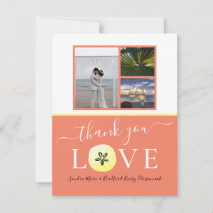 Foto Collage Burnt Oranje Koral Weddenschap / lief Bedankkaart