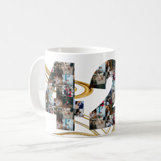 Foto collage cadeautjes ter gelegenheid van 42 jaa koffiemok