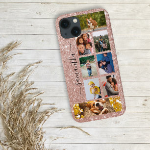 Foto Collage Calligrafie Monogram Naam Glitters Case-Mate iPhone Case