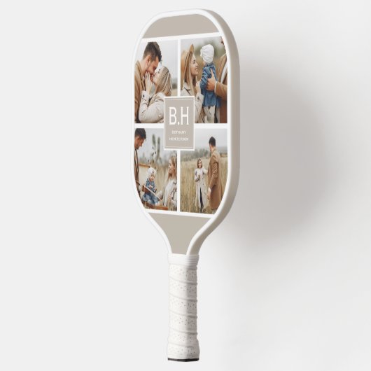 Foto collage Chic Monogram 4 Pickleball Paddle (Links)