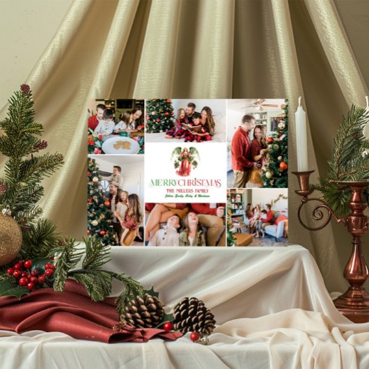 Foto Collage Christmas Angel Fancy Typografie Kaart