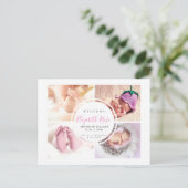 Foto Collage Cirkel Newborn Baby Girl Briefkaart (Staand voorkant)