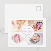 Foto Collage Cirkel Newborn Baby Girl Briefkaart (Voorkant / Achterkant)