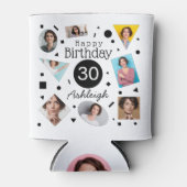 Foto Collage Confetti Naam 30e Verjaardag Blikjeskoeler (Voorkant)