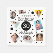 Foto Collage Confetti Naam 30e Verjaardag Servet (Voorkant)
