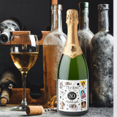 Foto Collage Confetti Naam 30e Verjaardag Sparkling Wijnetiket