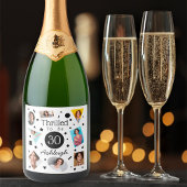 Foto Collage Confetti Naam 30e Verjaardag Sparkling Wijnetiket