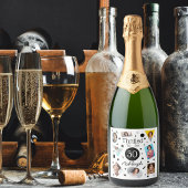 Foto Collage Confetti Naam 30e Verjaardag Sparkling Wijnetiket