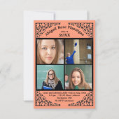 Foto Collage Coral Lace - 3x5 Afstudeerder Aankond Kaart (Voorkant)