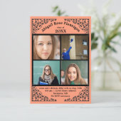 Foto Collage Coral Lace - 3x5 Afstudeerder Aankond Kaart (Staand voorkant)