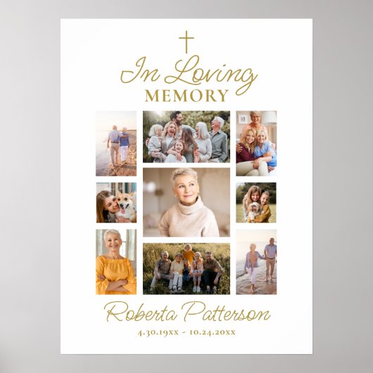 Foto Collage Cross Uitvaart Memorial Welkom Poster (Voorkant)