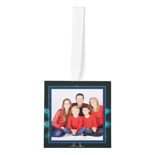 Foto Collage CUBE Kerstversiering Peacock 2 Ornament (Voorkant)